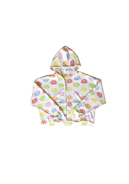 « BRASS KNUCKUNT » waffled zipped hoodie