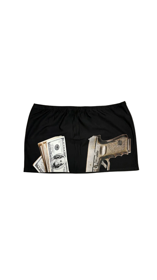 « I’M KOOL » black mini-skirt